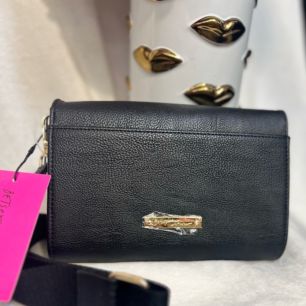Betsey Johnson Black Crossbody Bag with Blue & White Eye Motif - Picture 8 of 13
